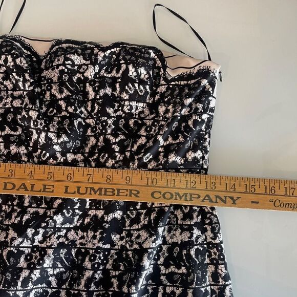 Tibi New York Black White Strapless Silk Blend Lace Cocktail Mini Dress Size 2 - Picture 10 of 10